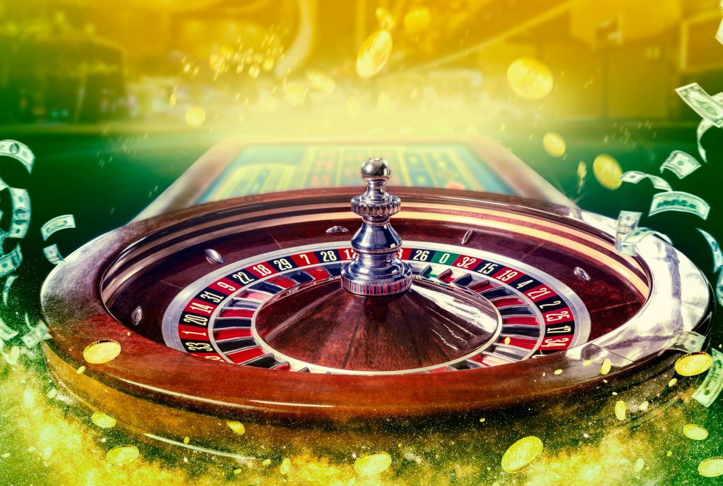 collage casino images with closeup vibrant image multicolored casino roulette table with pok Almanbahis Para Yatırım